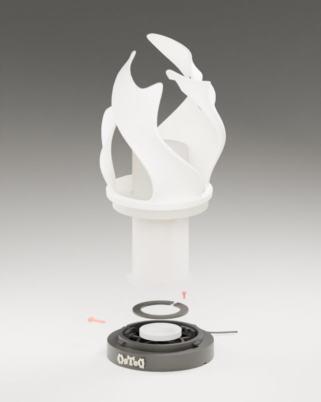 Exploded view of the shared base and a lamp shade