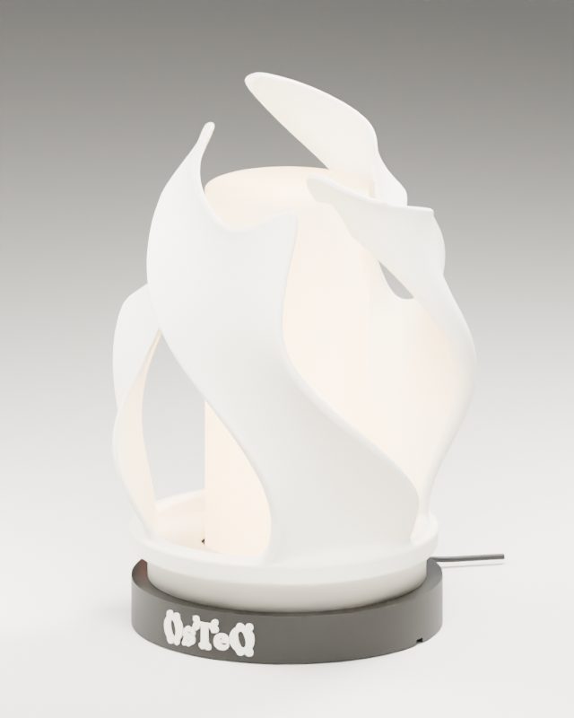 Spiral shade lamp with the light on