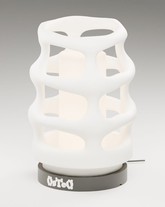 Stack shade lamp with the light on