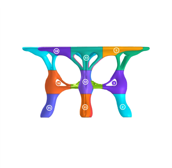Back view of a real OsTeO design, split for printing