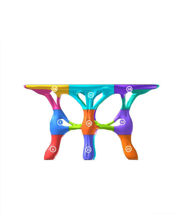 Side view of a real OsTeO design, split for printing